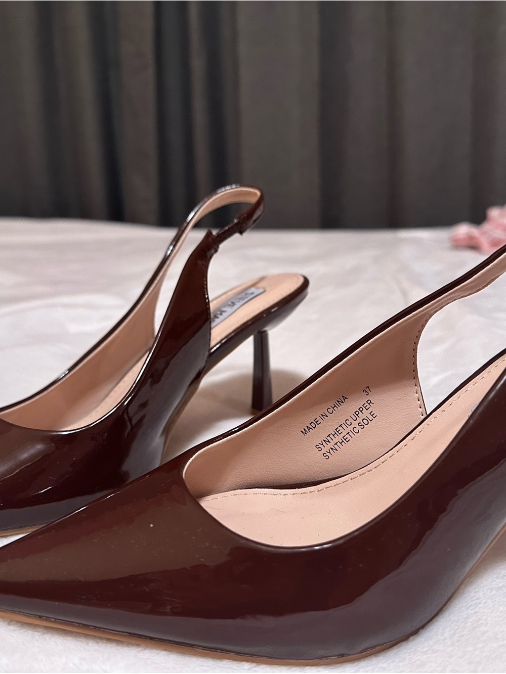Steve Madden Brown Patent Slingback Pump
